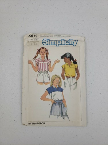 VTG Simplicity 6812 Girls' Easy to Sew Pullover Top SZ 10+12+14 Uncut - Picture 2 of 5