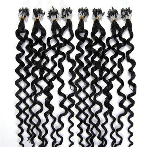 Micro Ring Loop Tip Real Human Hair Extensions Micro Beads Link Curly Hair20inch - Picture 19 of 45