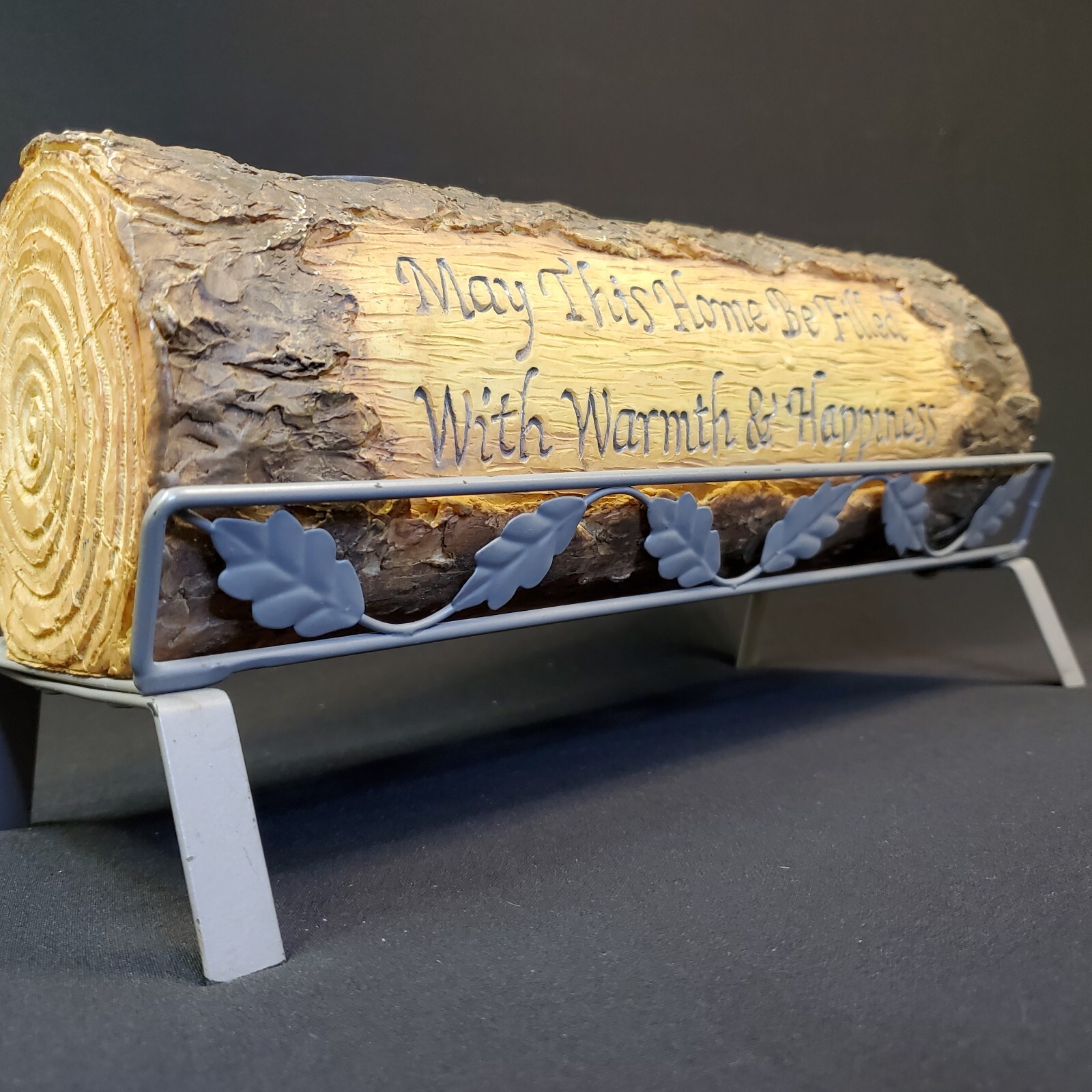 Log Candle Holder 3 Candle Resin Faux Wood May This Home Be Filled With Warmth