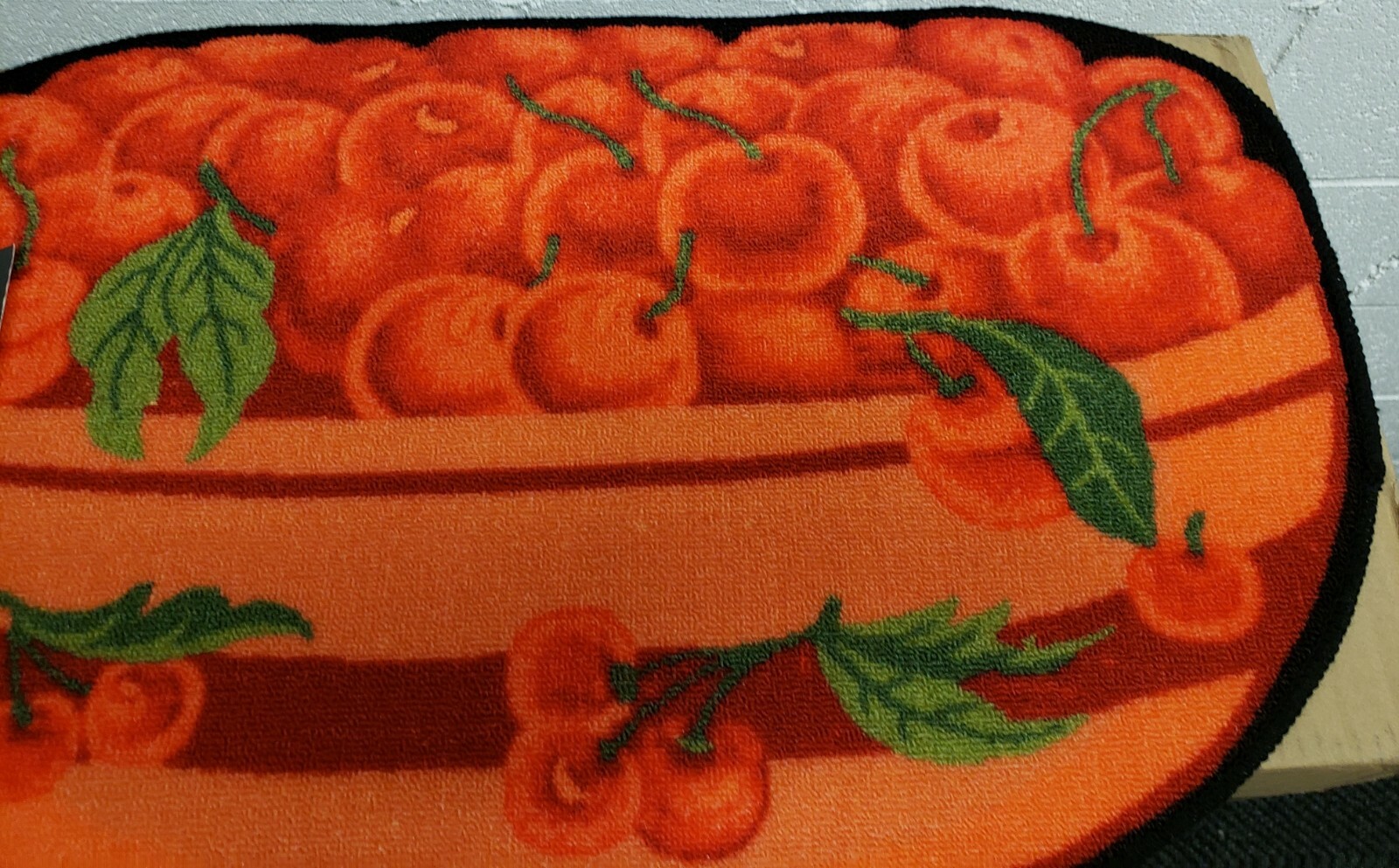 PRINTED NYLON KITCHEN RUG (nonskid back) (18" x 30"), RED CHERRIES