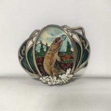 Vintage 1985 Bergamot Brass Works N-42 Pike Fish Metal Belt Buckle Unisex USA