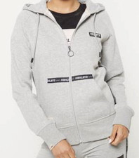 New Womens Henleys Zip Through Tape Logo Hoodie Hoody Grey Size Uk 18