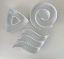 The Main Ingredients White Ceramic Olive Sauce Dip Nuts Dish Tray Plate Bowl Set