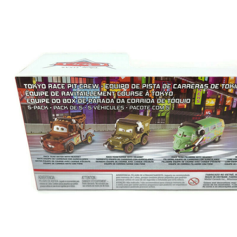 Disney Pixar Cars Tokyo Race Pit Crew 5 Pack Fillmore New Unopened