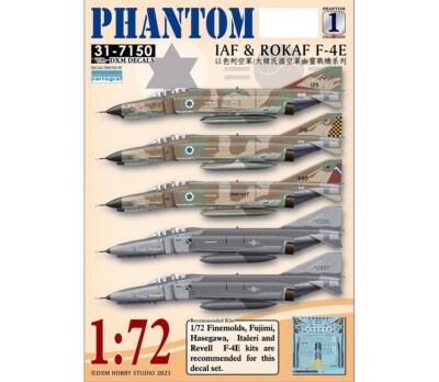 1/72 IAF & ROKAF F-4E Phantom Decals #1 for Finemolds/Fujimi/Hasegawa/Italeri