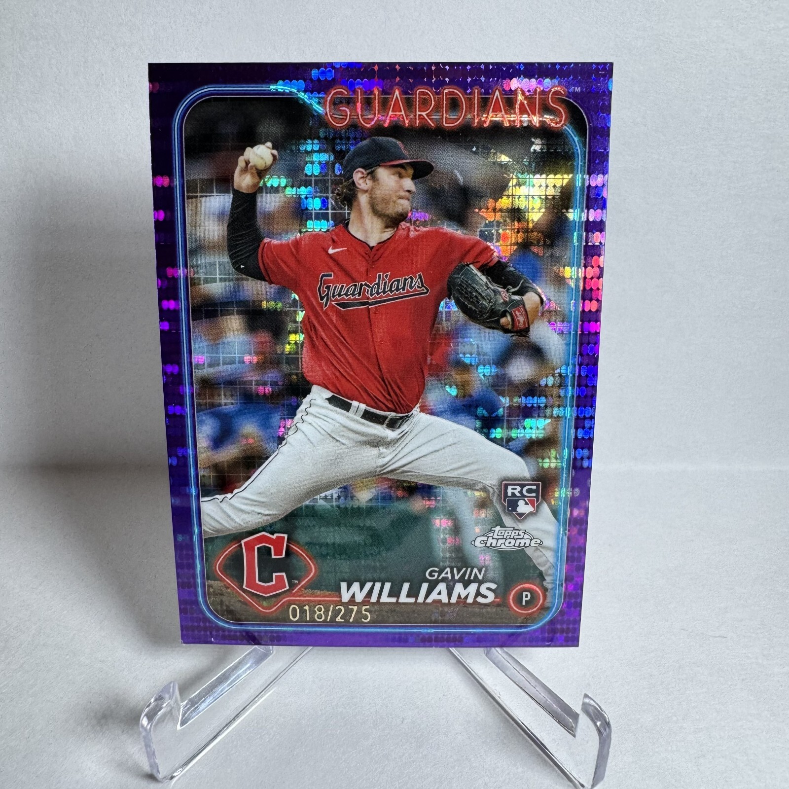 2024 Topps Chrome Gavin Williams Purple Sonar Refractor /275 Guardians #15