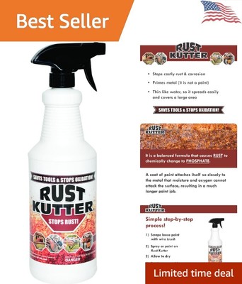 Rust Converter - Stops Rust & Creates Primed Surface - 32oz - Sprayer Included