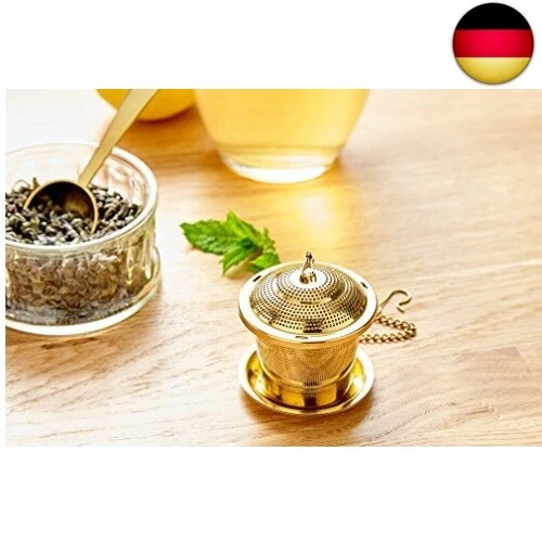 Apace Teesieb (2er Set) mit Teeschaufel und Abtropfschale – Ultrafeines Tee-Ei a - Bild 4 von 4