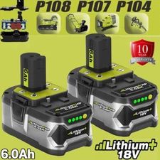 2X 6.0Ah For RYOBI P108 18V One+ Plus High Capacity Battery 18 Volt Lithium-Ion