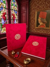 Bibbia di Borso d'Este Bible Facsimile  2 Vol. Burgundy Velvet Deluxe Limited