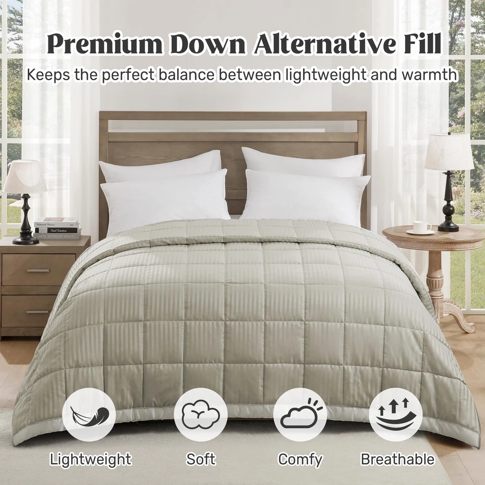 Blankets Queen Size - Soft Lightweight Down Alternative Blankets with Satin T... - Image 2 of 4