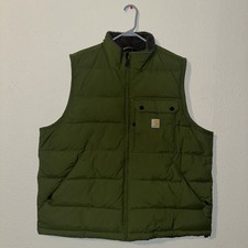 Carhartt Vest Loose Fit Mens XL Green Quilted Puffer Workwear Model OV5475M