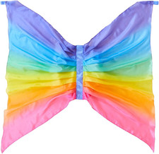 Rainbow Fairy Wings  Butterfly Costume for Kids, Real Natural Silk Montessori W