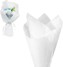 100Pcs White Flower Wrapping Paper, Waterproof Withdrawable Lining Papers Floral