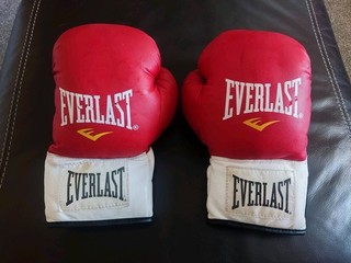 Everlast Boxing Gloves Red White Size Teen Used Good Working Condition