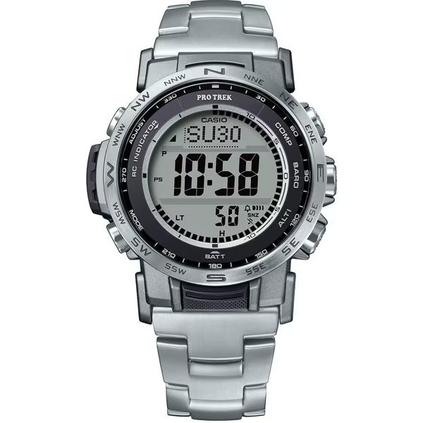 Casio Pro Trek PRW‑35TLD‑7JF Titanium Solar ABC Radio Watch Glow LCD