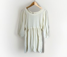 Free People Get Obsessed Ivory Smocked Mini Dress