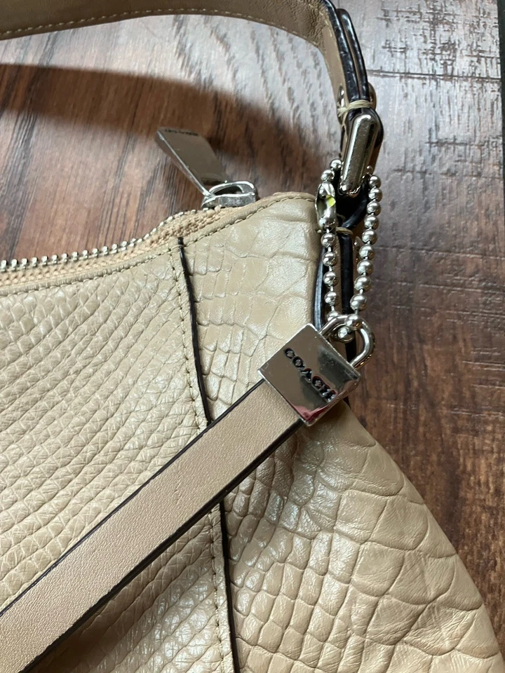 Coach Charlie Python Embossed Leather Tote Bag F31283 Beige SEE PICS - Image 4 of 4