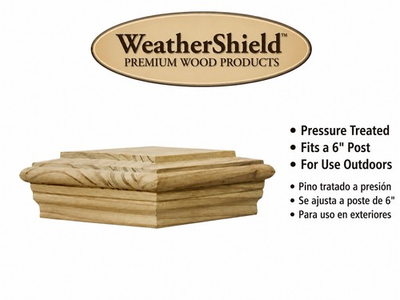 #ad 6 X 6 Weather shield Premium Solid Wood Fence Post Cap Pressure Treated Pine $26.00