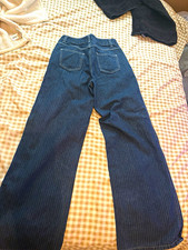 Forever 21 Women's Wide-Leg Jeans Dark Wash Blue Denim High Rise 5-Pocket