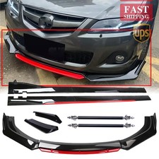 For Mazda 6 Sedan Wagon 2002-07 Glossy Black Red Front Lip Chin Bumper Side For Mazda 6 Sedan Wagon 2002-07 Glossy Black Red Front Lip Chin Bumper Side