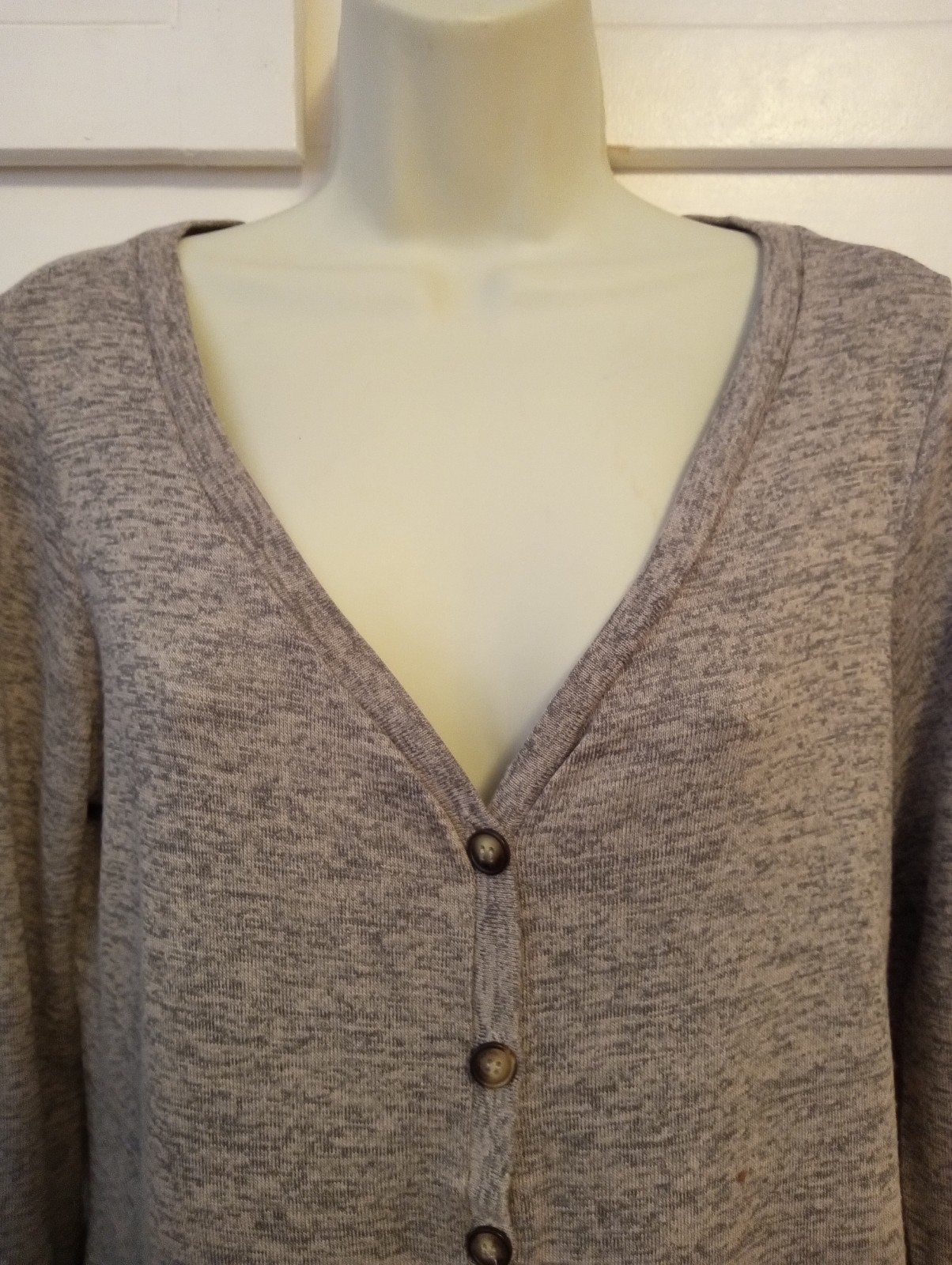 Perceptions Petite Womens Button Knit Sweater Gra… - image 4