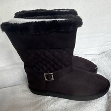 Teens US 3 M Black Faux Suede Mid-Calf Bootie...