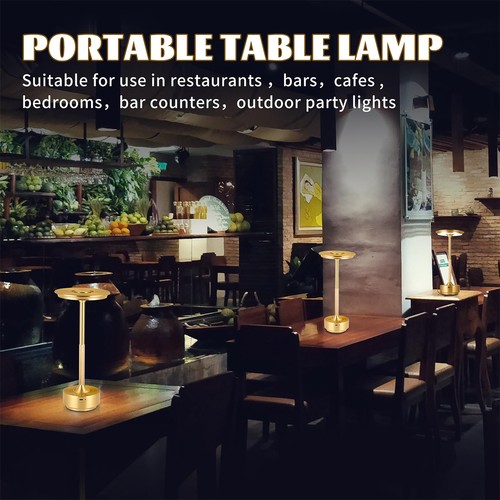 3 Color Table Lamp Metal Usb Black Gold Dimmable With Touch Control Rechargeable - Picture 8 of 13