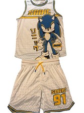 Boys Sonic The Hedgehog Basketball Jersey Shirt and Shorts Clothing Set Youth M