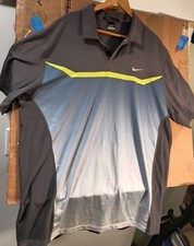 Nike Tiger Woods Collection Dri-FIT Polo Shirt Mens XL Gray/Blue Golf Yellow