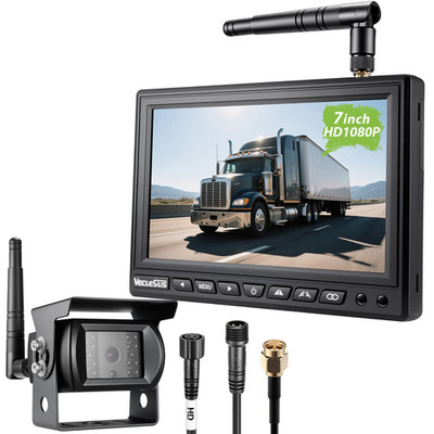 Wireless Backup Camere System For Truck Veclesus Vws 1080P 7-Inch Mirror