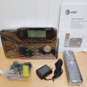 AT&T Cordless Phone Answering Machine 2-Line Black Expandable Dect 6.0 Intercom