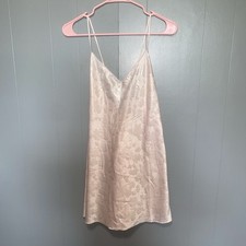 Victoria  s Secret Light Pink Shiny Strappy Slip Nightie Medium