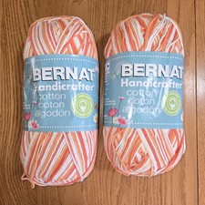 Bernat Handicrafter Cotton Yarn Skein Poppy Pavot Worsted 4 ply 12 oz 608 Yds X2