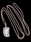 Vtg Chinese Sterling Silver Blue White Porcelain Rabbit Zodiac Pendant Necklace — photo 2