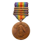 USA / United States WW1 Victory Medal 4 Bars inc Montdidier Noyn