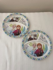 Disney Frozen Elsa,Anna Melamine Child Kids Plate Divided 9" Zak Designs Lot 2