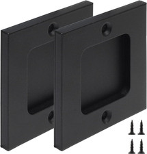 2 Pcs 3 Inch Sliding Barn Door Handle Square Finger Flush Recessed Pulls Black