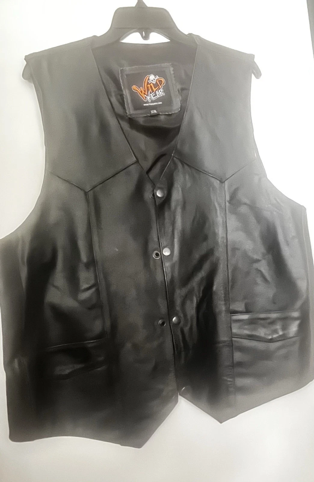 Leather Vest Men’s Wild Wear 100% Black XXL - product detail image 2