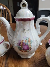 Yamayo Grace Tea Set Music Box Teapot, Sugar Bowl/Creamer/Lids 3 Set Cup/Saucer