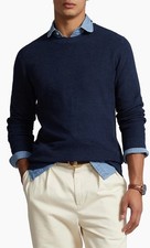 Polo by Ralph Lauren Linen Knit Crewneck Navy Sweater Mens L 248