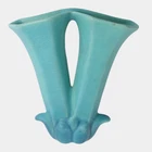 Van Briggle Pottery 1940s Double Bud Blue Flower Form Art Deco Wall Pocket