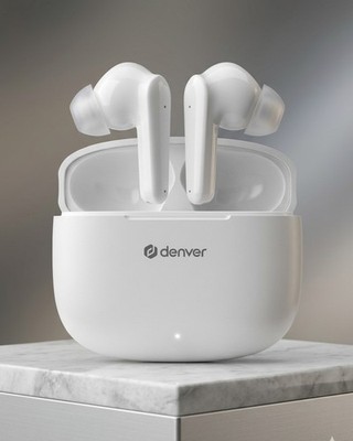 Denver TWE-48W Earbud Touch White Kopfhörer kabellos In-Ear Bluetooth USB-C