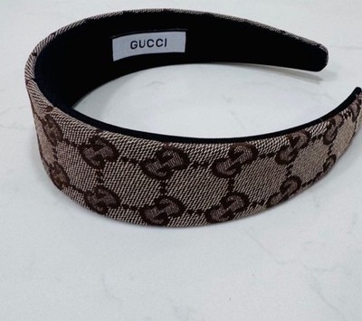 Gucci Fabric Brown Beige Geometric Logo Headband for Women  display picture 1