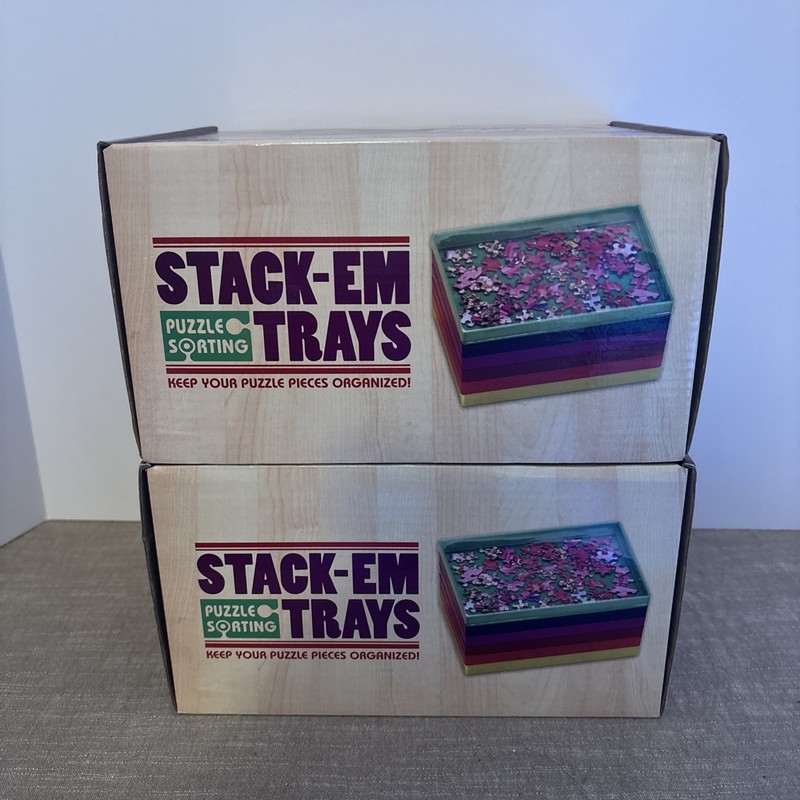 2 Packs Stack-Em Puzzle Sorting Plastic Trays