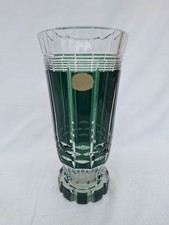 Val Saint Lambert - Vaas - Kristal. Groene vaas met etiquette van vsl. 