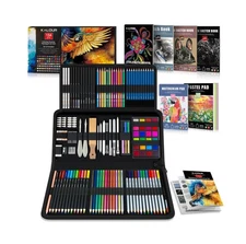 KALOUR 154PCS Artists Art Supplies - Drawing Kit with 6 Sketchbook,... Fast Ship