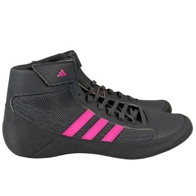 Adidas Wrestling Shoes Men Size 11.5 High Top Pink Stripes  display picture 2