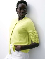 M&S - Autograph Womens Round neck Long sleeved Button Cardigan in Soft Lime