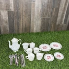 Vintage Plastic Toy Tea Set Hobnail Milk Glass Look Child Tea Party 21pc